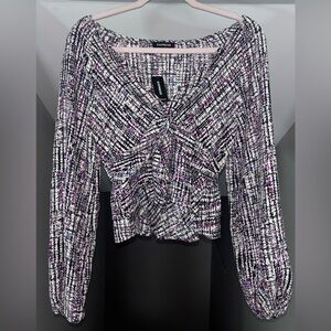 NWT Express Elegant Women's Small Black/Purple/Blue/White Top